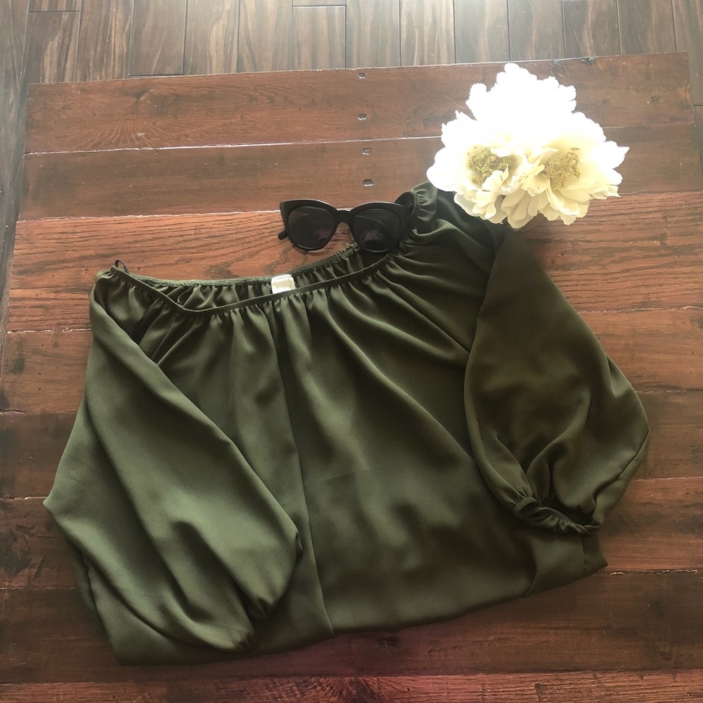 Olive green off the shoulder top
